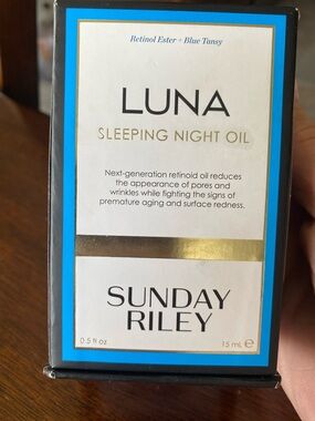 Sunday Riley Luna Sleeping Night Oil — Blue and Gold Accents